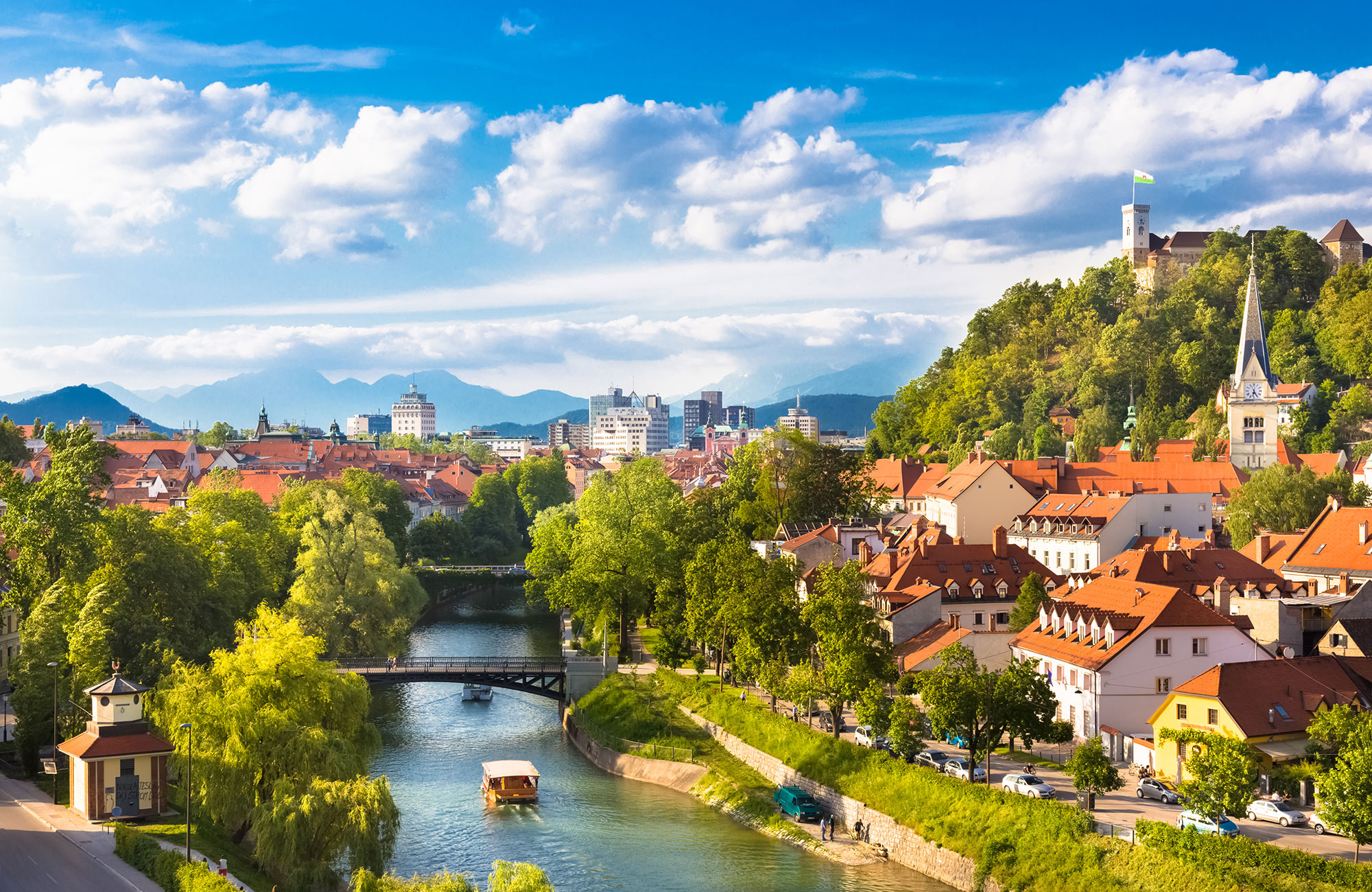 Ljubljana Slovenia Scenic Cityview Mountains