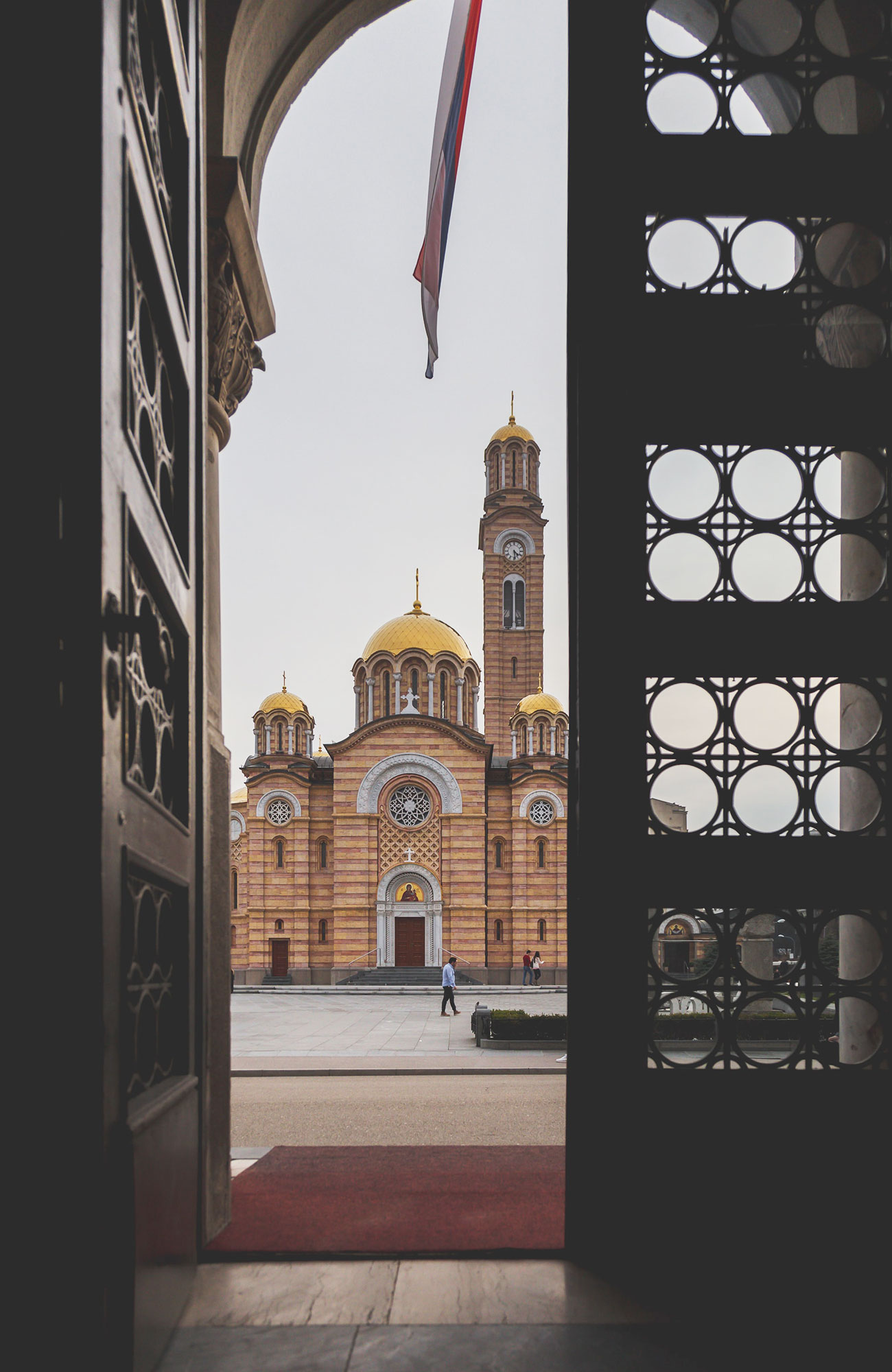 Banja Luka Bosnia Herzegovina Orthodox Christian Church Through Gate