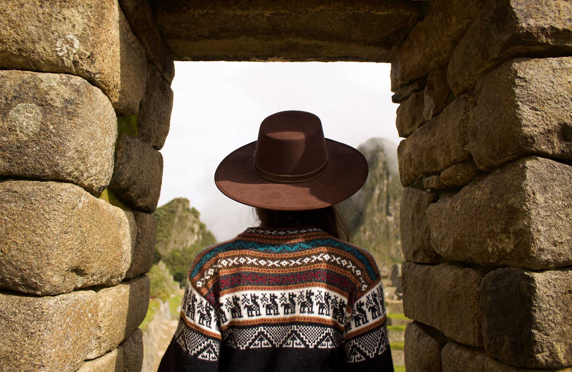 Machu Picchu Peru Girl With Knitted Alpaca Jumper Cover