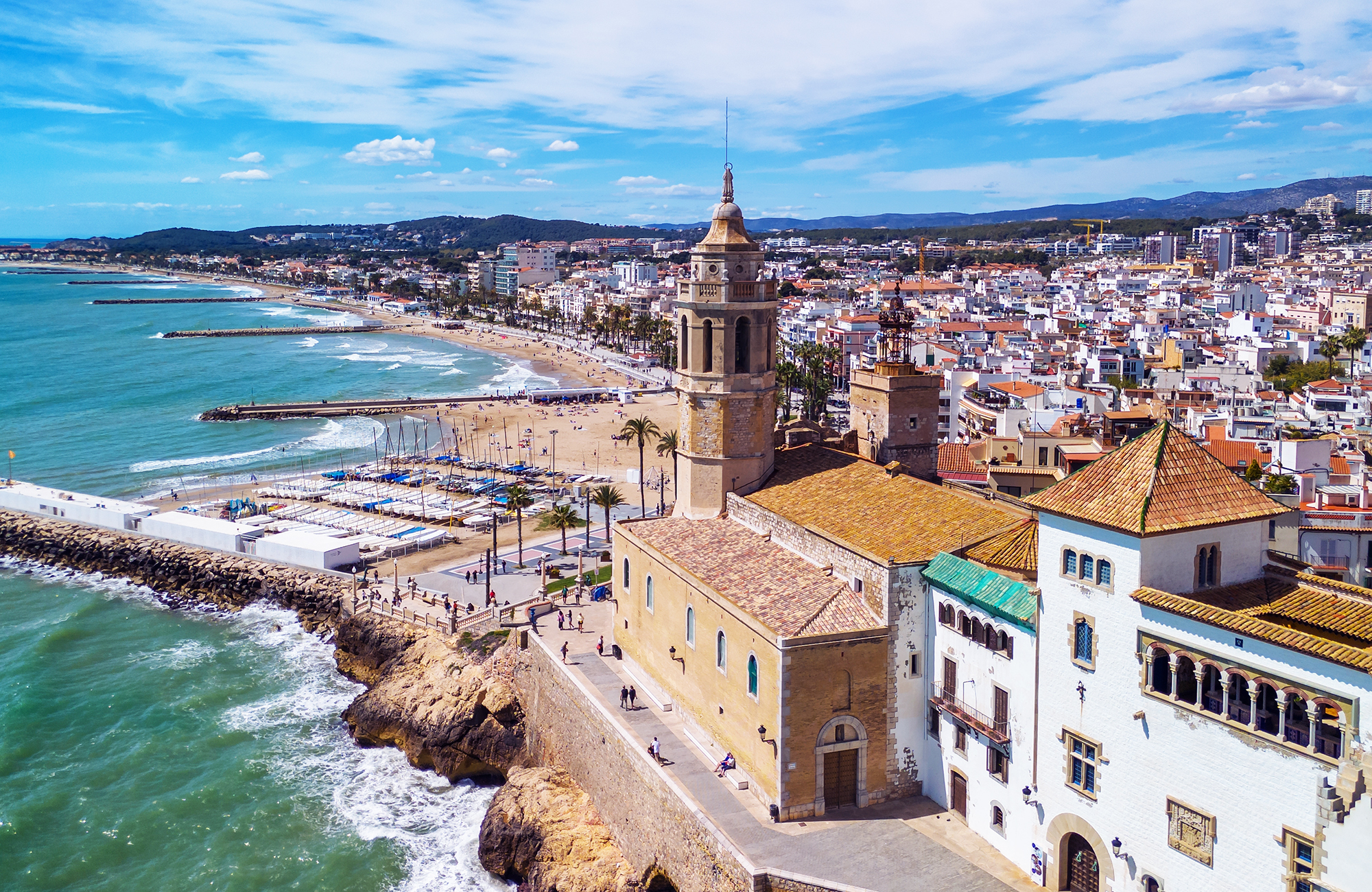 Sitges Spain Coastline Seen From Above
